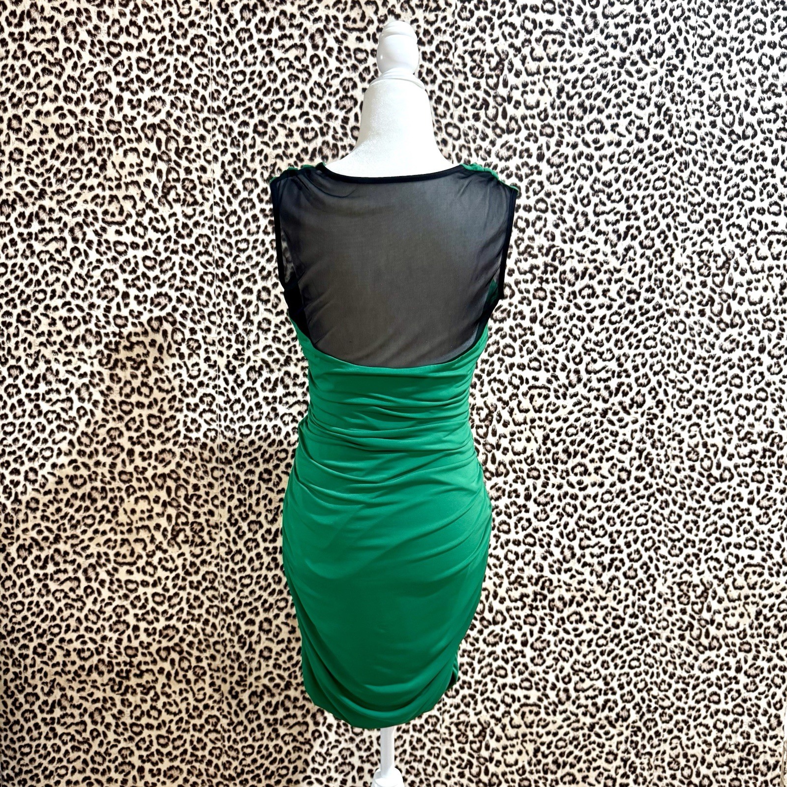 Sweet Storm Green Ruched Sleeveless Bodycon Mini Dress Cowl Neck Size L