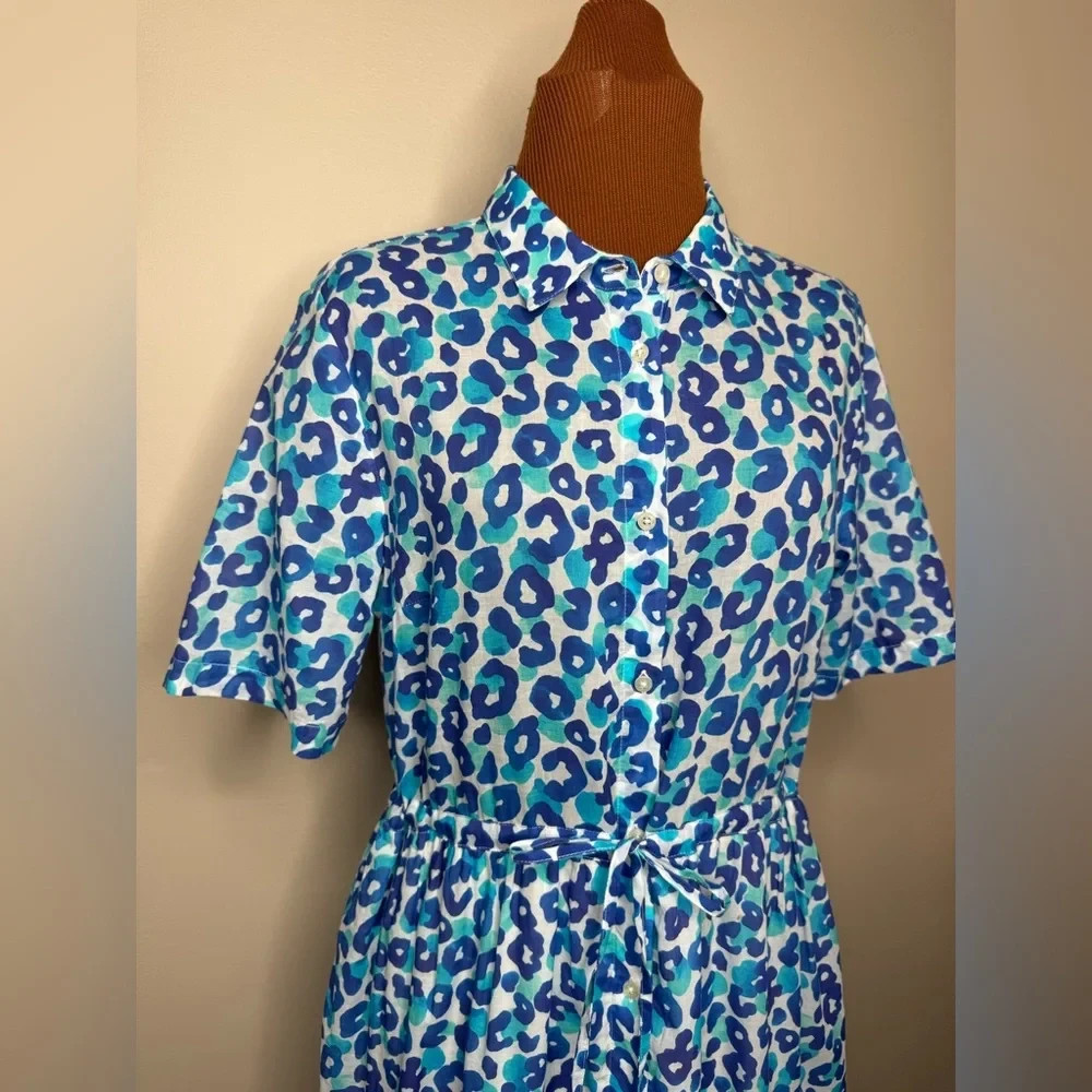 VilaGallo Eveline Blue Leopard Animal Print Midi Dress, Size EU 42, US 10