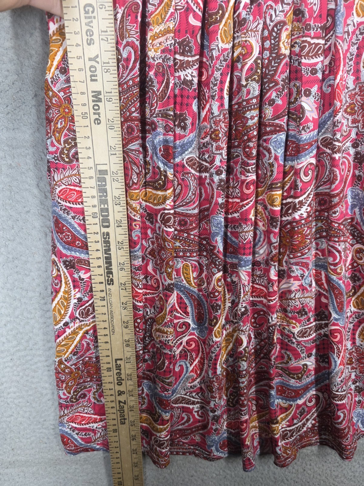 Red Paisley Sun dress Medium Stretch Knit Beach Casual Jouica Sleeveless Pleated