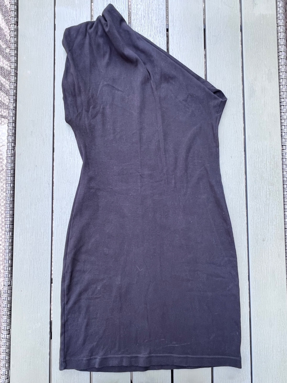 American Apparel Classic Girl One Shoulder Mini Dress M/L Black Y2K USA