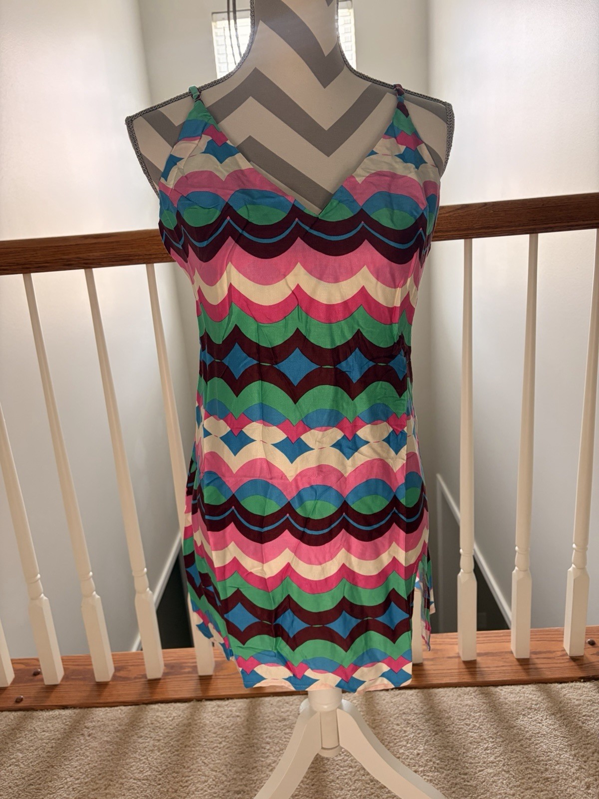 Olivaceous Womens Multicolor Geometric Sleeveless Mini Tank Dress Size Large NWT
