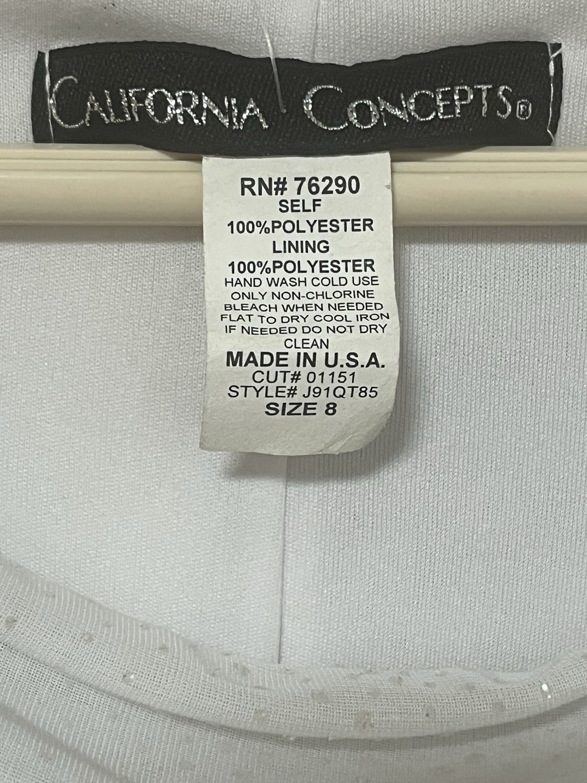 Vintage Full Length White Dress Sleeveless With Ties Lined Sparkles Size 8 NWTAG