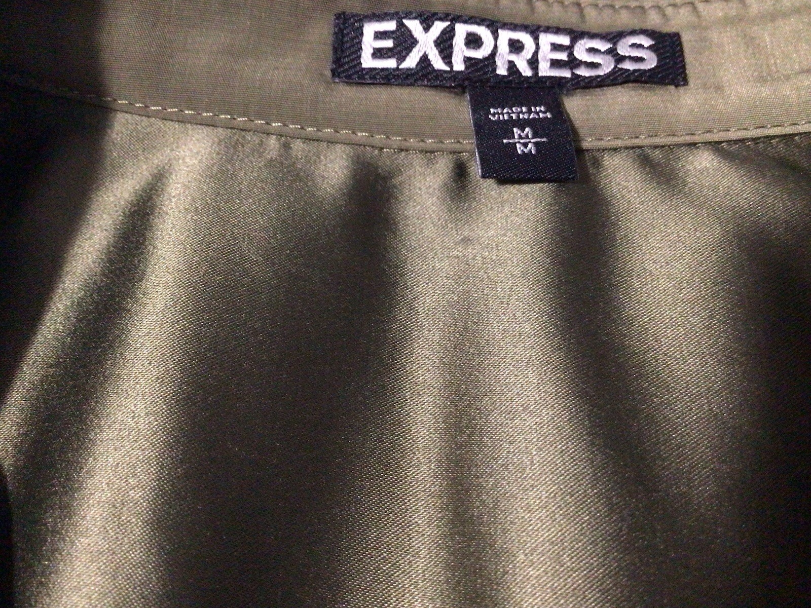 Express Olive Sleeveless Button Front Zip Pockets Belted Lined Short Dress M