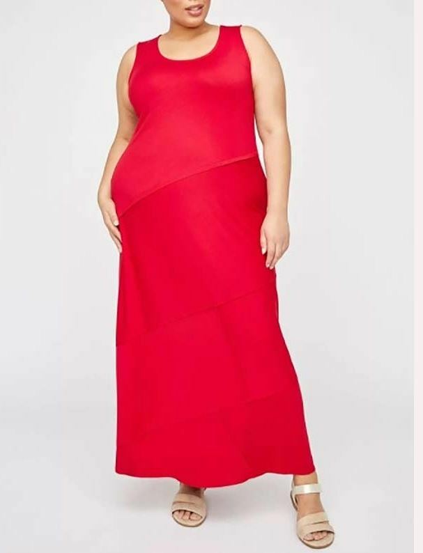 Catherines Plus Size Red Sleeveless Maxi Dress 5X 34/36