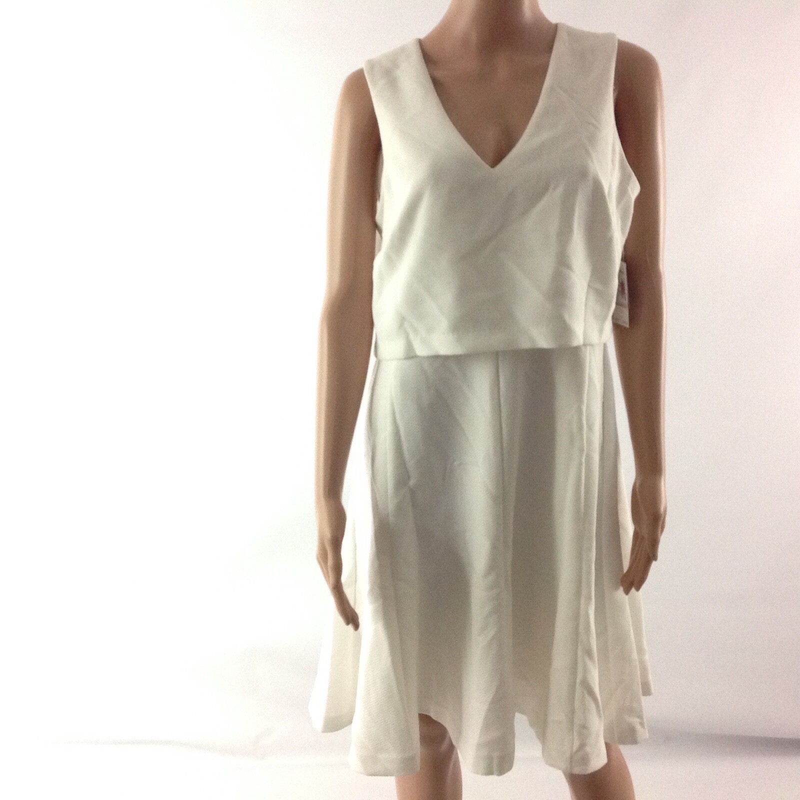 Nine West Women Fit & Flare Dress Size 10 Ivory Sleeveless A-Line Sheath New $79