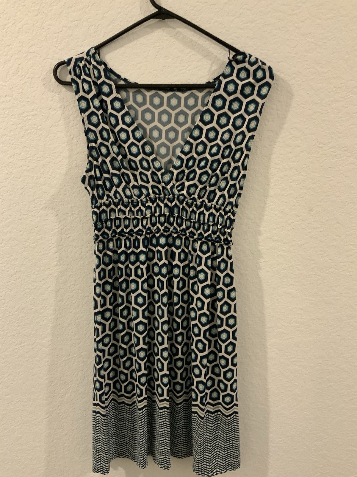 Max Edition Women’s Blue Polyester V Neck Sleeveless Knee Length Dress Size LP