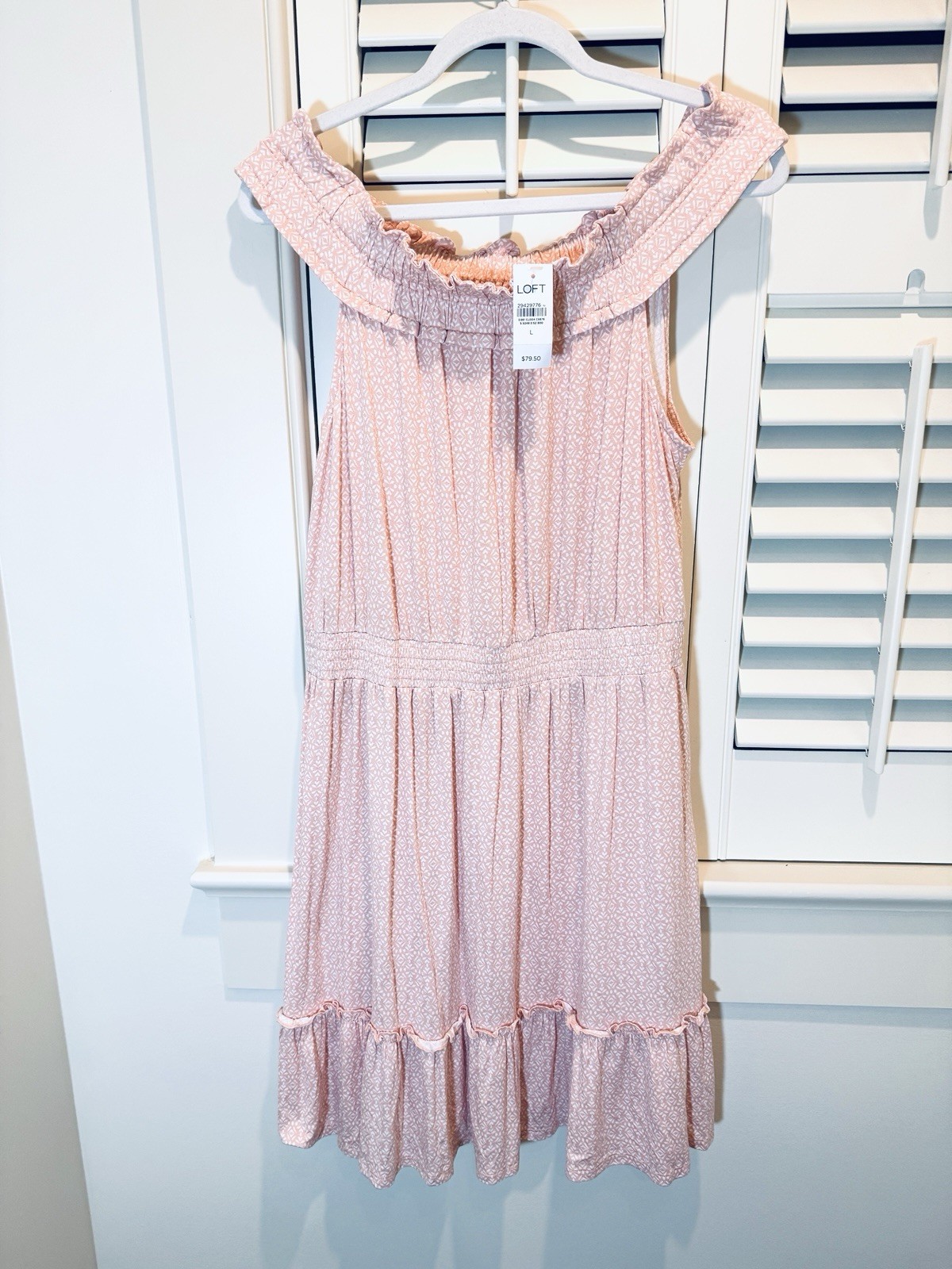 LOFT Beach Dress Off The Shoulder Size Large Cover Up Women Pink NWT