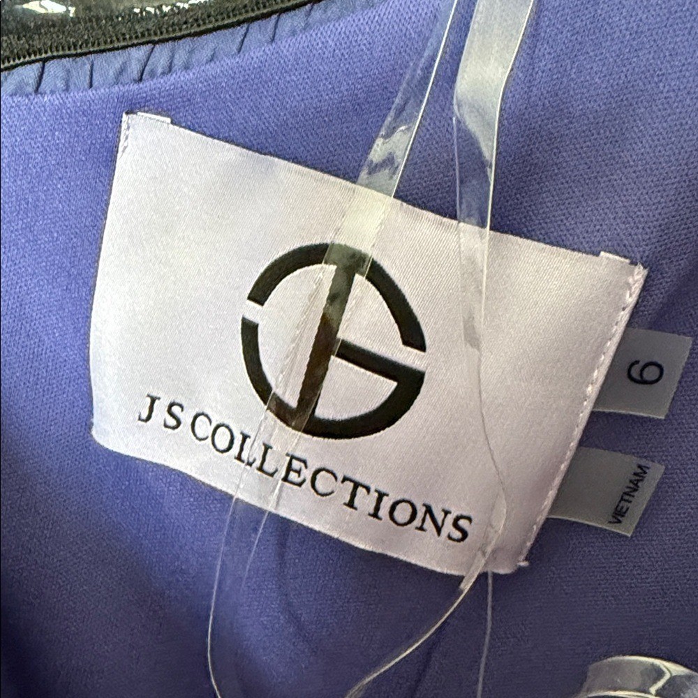 JS Collections Aerith Asymmetrical One Shoulder Cocktail Dress Blue Midi Size 6