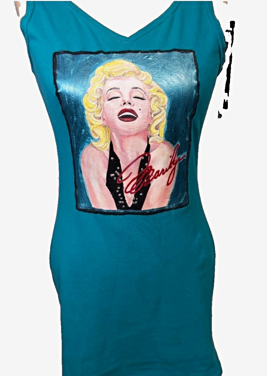 Aisle 9 Marilyn Monroe Graphic V-Neck Wide Strap Tank Bodycon Dress Womens S