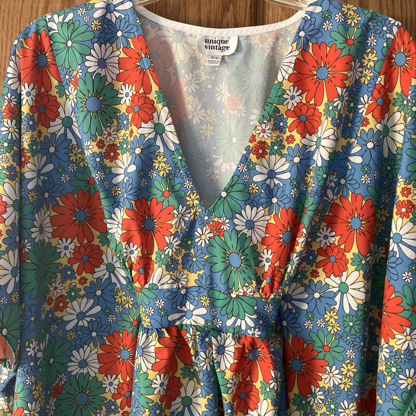 NWOT “Unique Vintage” Brand Mod Floral Boho Kaftan Mu Mu Dress Sz OS Mrs Roper!