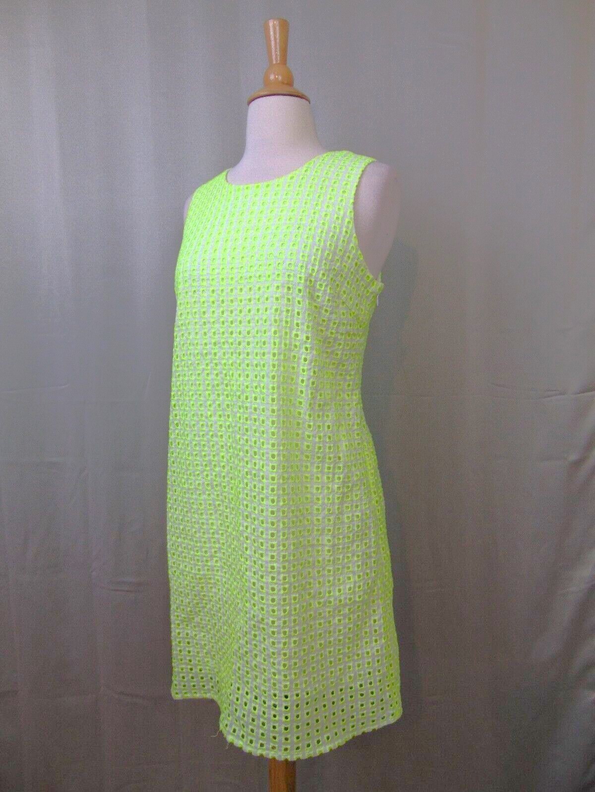 Spense Petite Crochet Ladder Back Embroidered Eyelet Dress 8P Bright Yellow