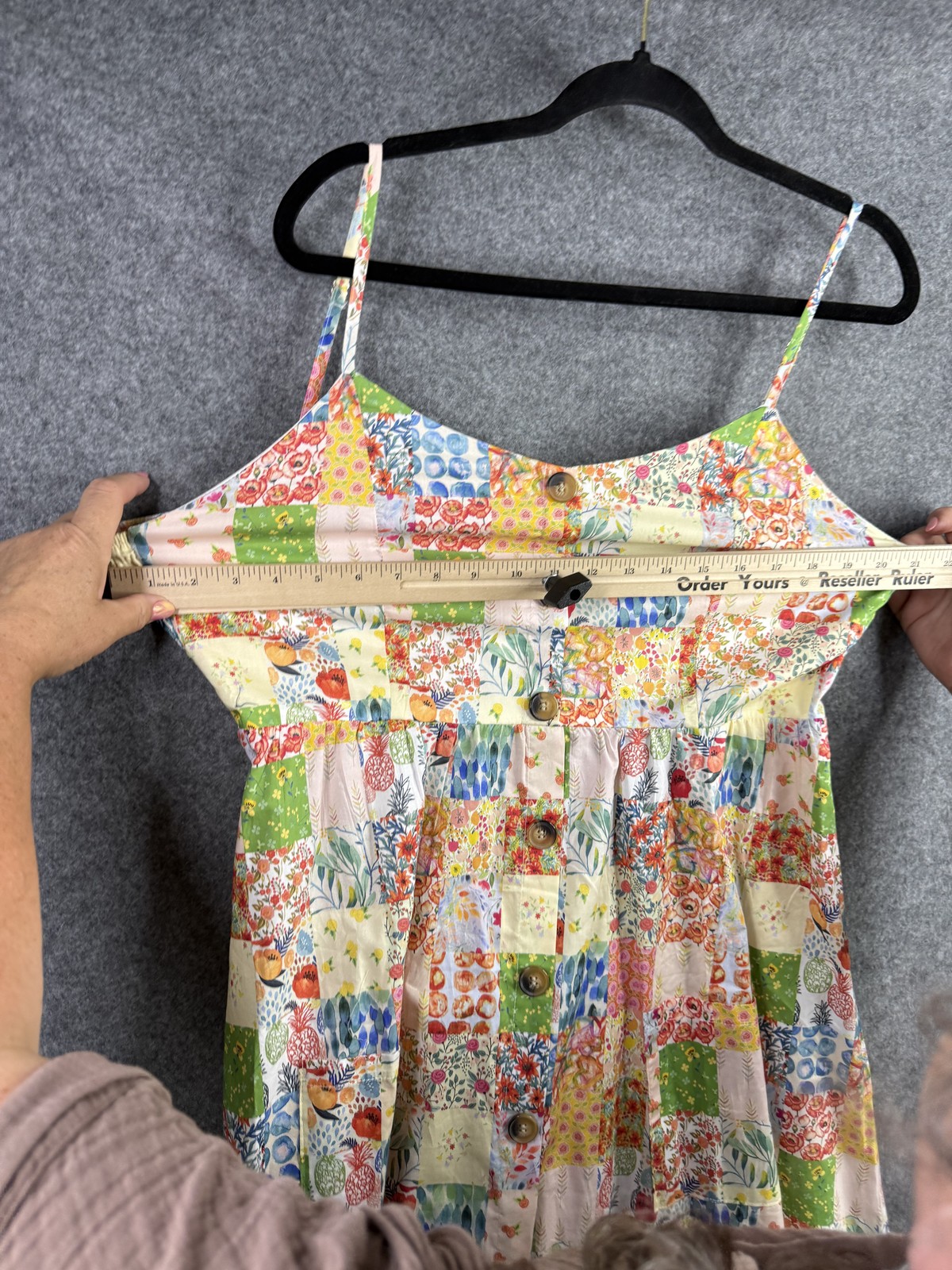 LA SOUL Women’s XL Patchwork Floral Button Front Cami Sundress Midi A-Line