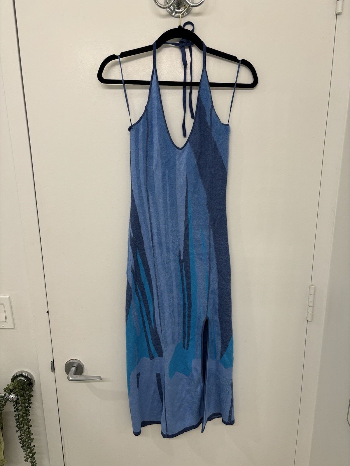 House Of Sunny The Aqua Halter Dress With Side Slit Sz UK 6 US 2 – Worn Once