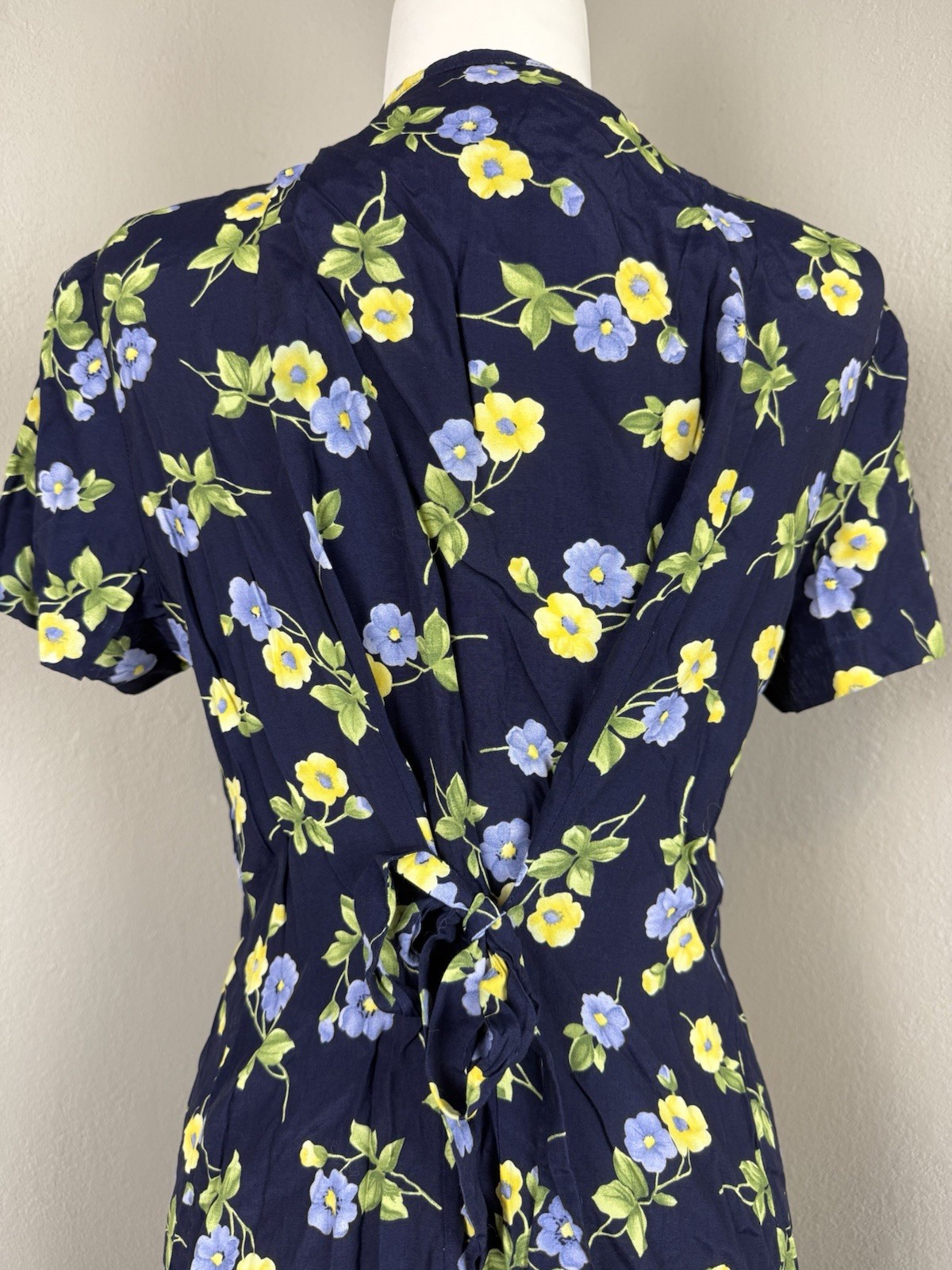 Vintage Worthington Navy Blue Floral Cottagecore Dress