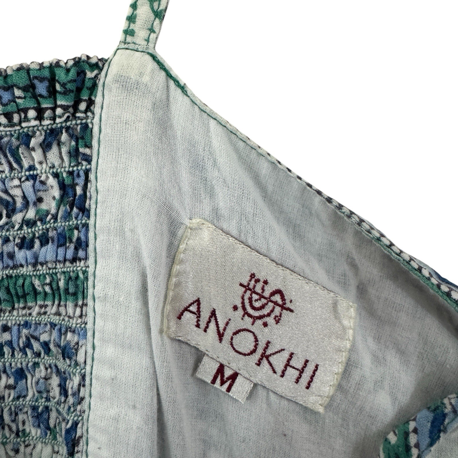 Anokhi Medium Maxi Dress Sleeveless Ethnic Hand Block Boho Cotton Womens READ