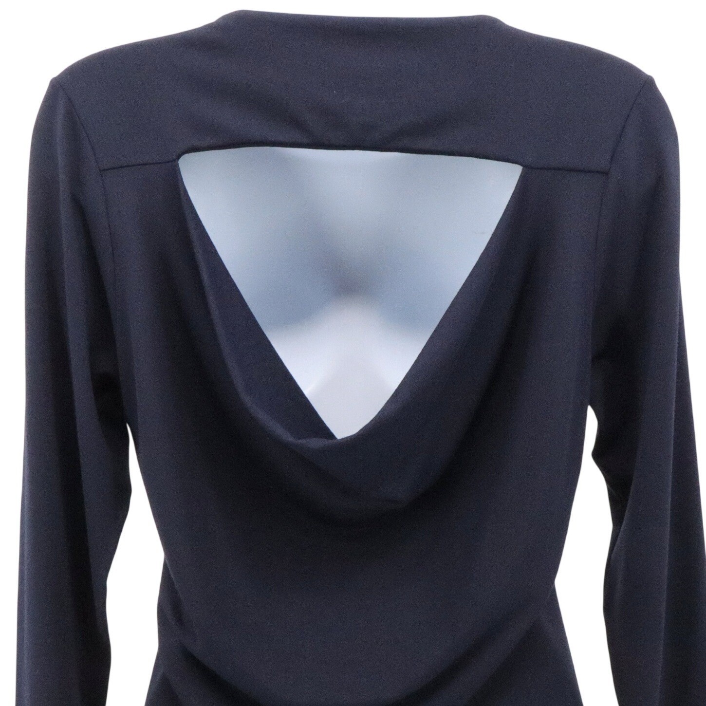Susana Monaco Open Back Sheath Mini Dress Long Sleeve Navy Large