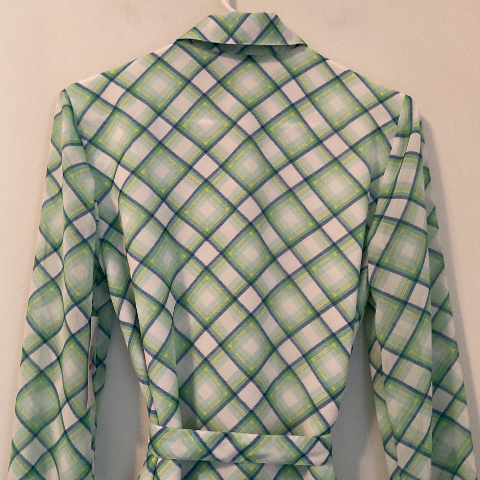 Tommy Hilfiger Green Blue Piaid Long Sleeve Button Down Dress Women’s Sz S/P NWT