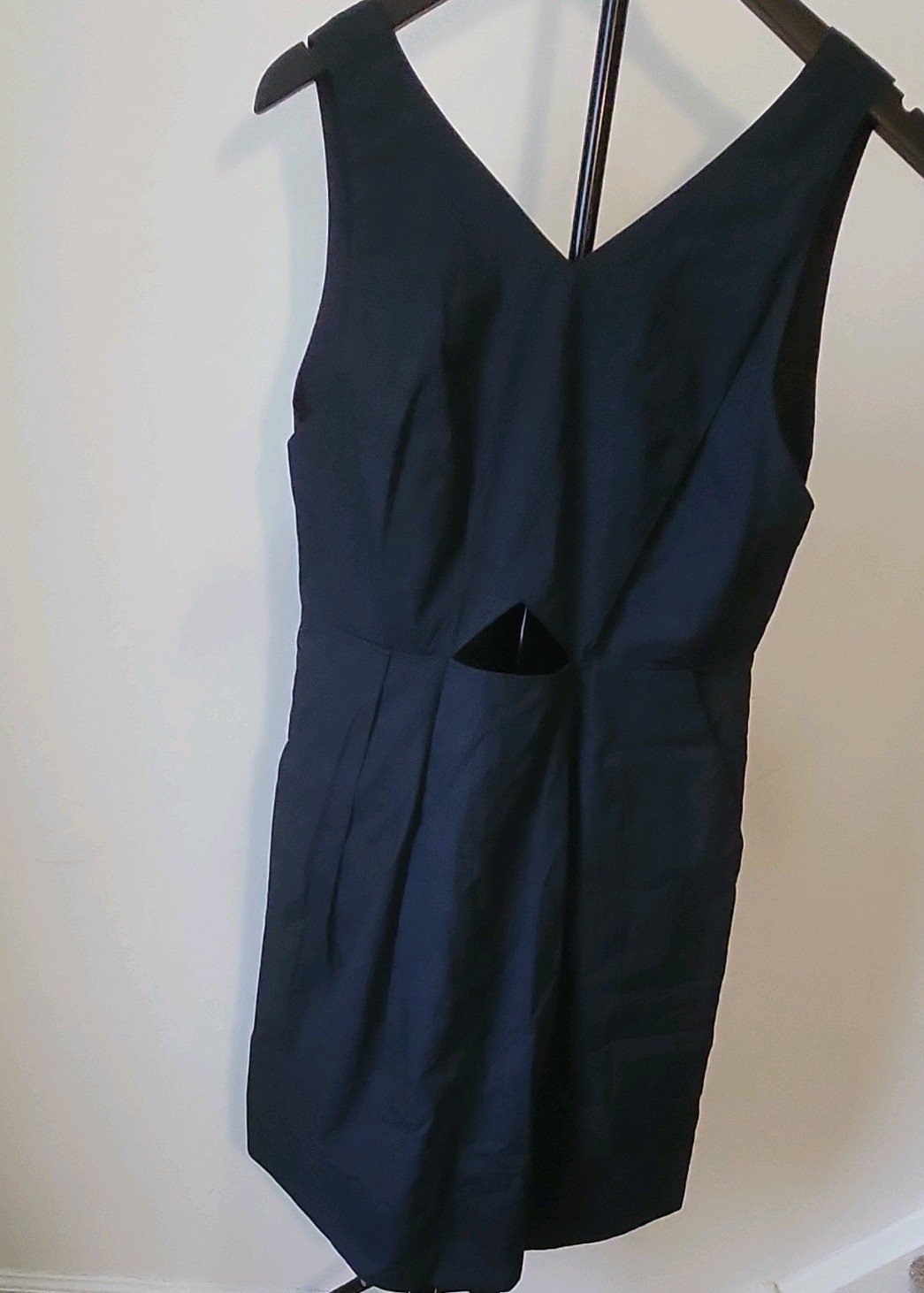 ~MADEWELL Navy Cut-Out Sleeveless V-Neck A-Line Dress Knee Length Pockets Size 8