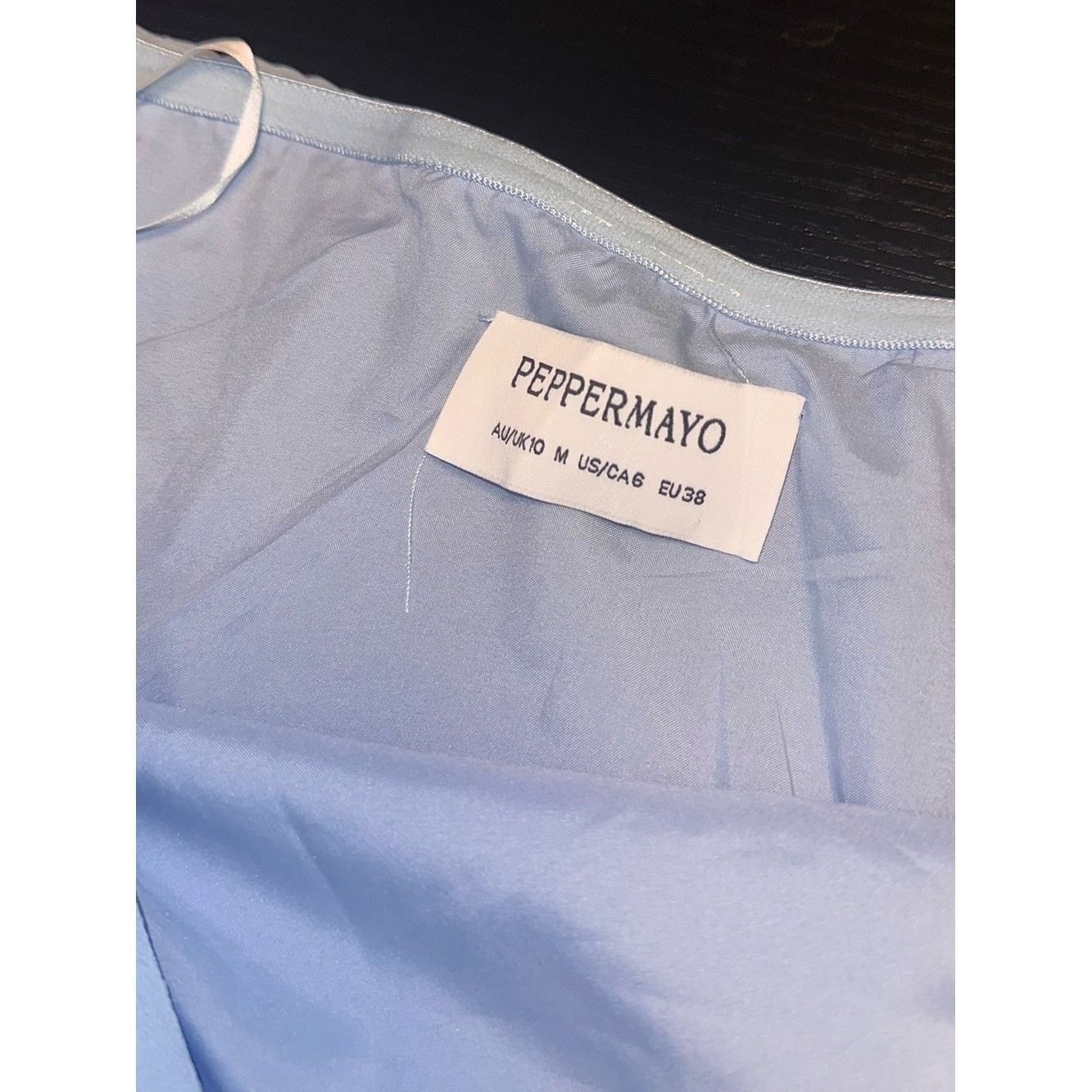 Peppermayo Size Medium Strapless Light Blue Maxi Dress with Side Thigh Slit