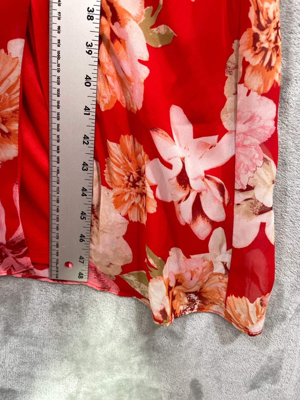 Julia Jordan Floral Print Puff Sleeve Mock Neck Midi Dress Size 12 Red Multi NWT