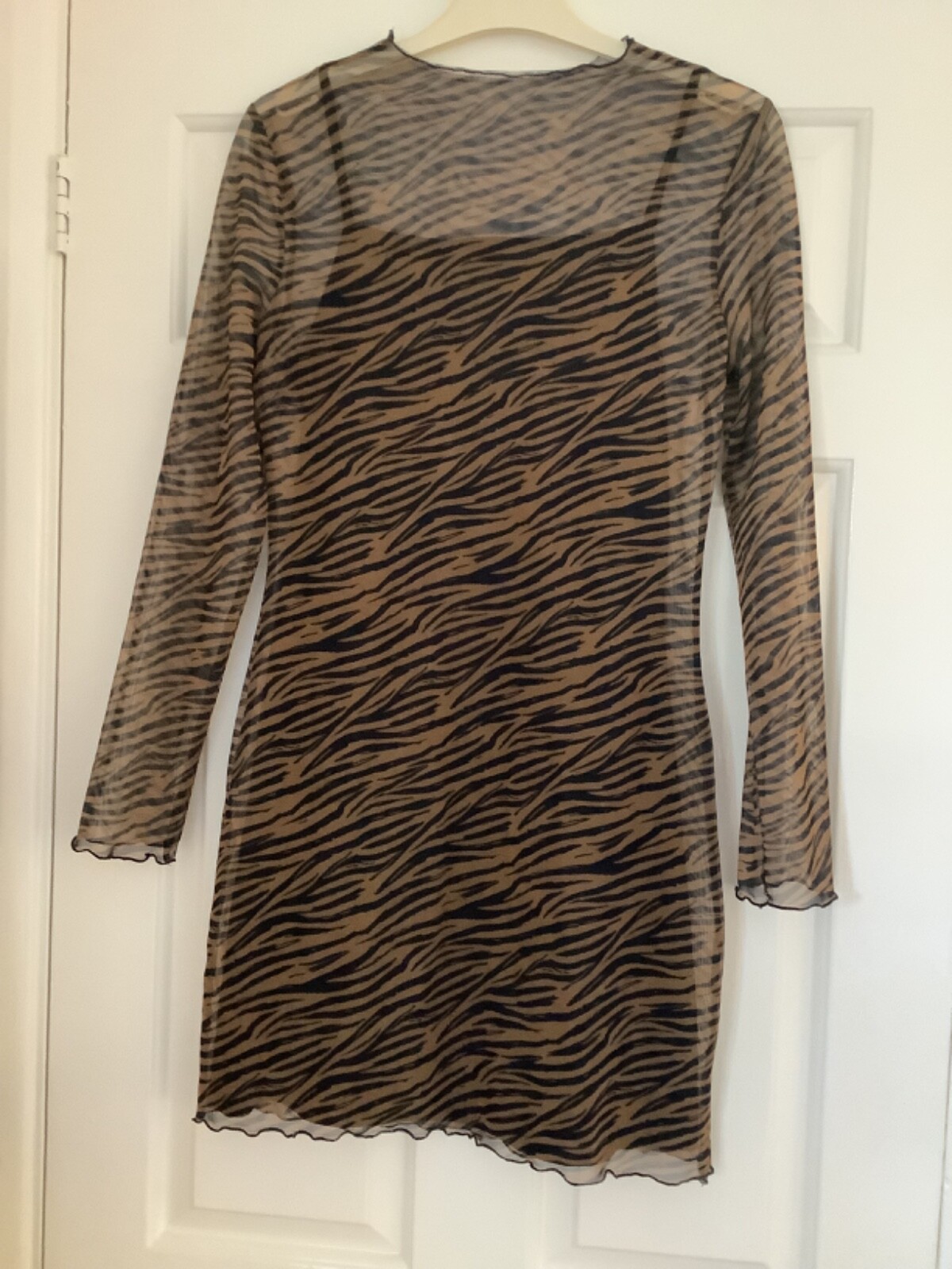 PRIMARK Animal Print Double Layer Netted Mini Dress stretchy Size Small UK 10-12
