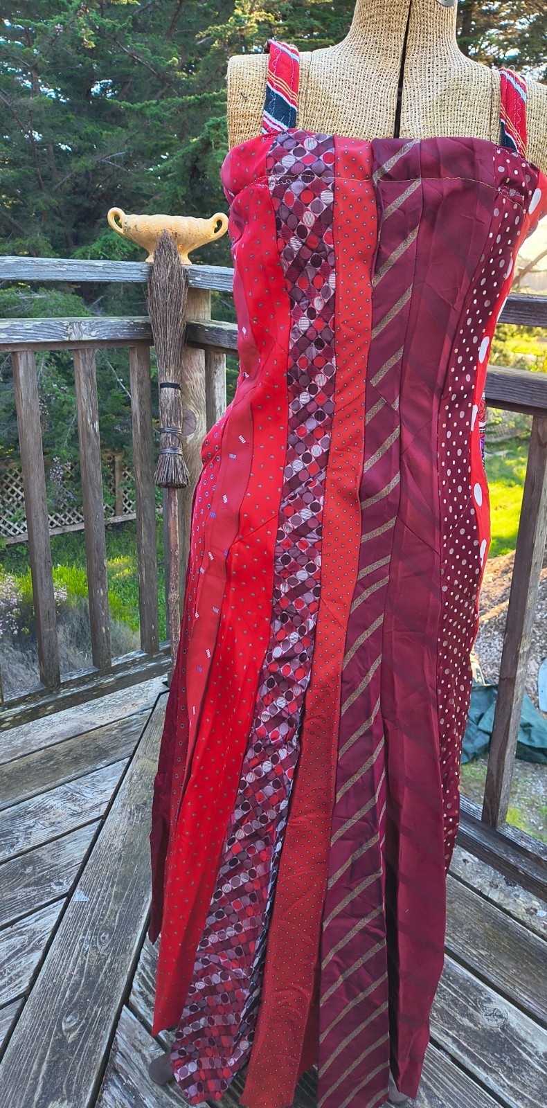 Handmade ECLECTIC UPCYCLED Necktie Sun Dress. RED THEME necktie Collection