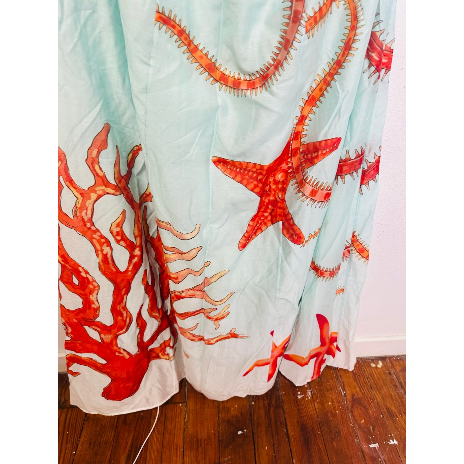 MUMA WORLD Blue Red Starfish Print SleevelessUrsa Maxi Dress size Large
