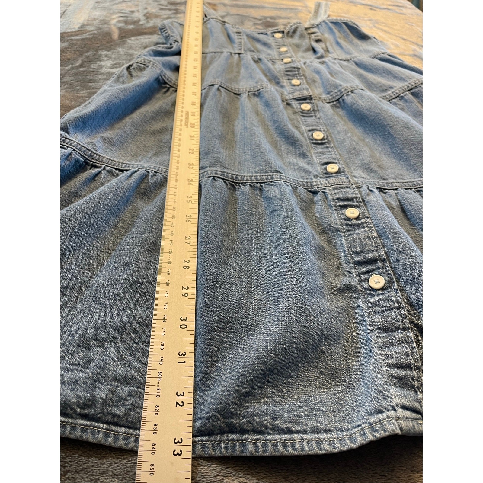 Levi’s Button Front Tiered Denim Sun Dress Medium Wash Blue Women’s Size Small
