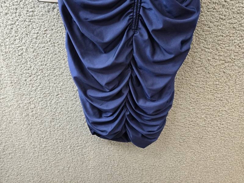 B. Darlin Plus Size Ruched One-Shoulder Dress 18W Navy Solid Back Zip Closure