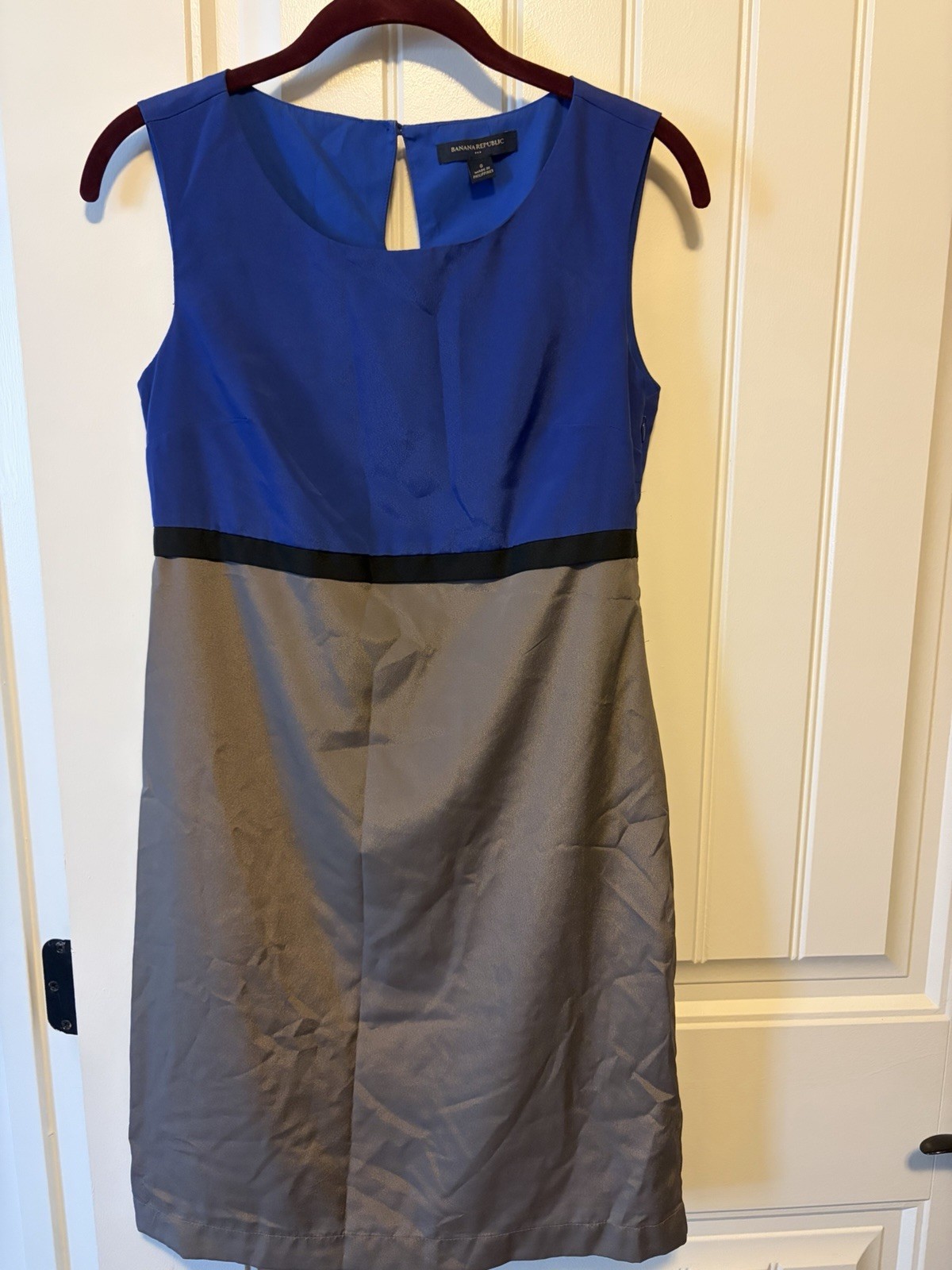 Banana Republic Women’s Blue/Gray/Black Colorblock Sheath Scoop Neck Dress sz 0