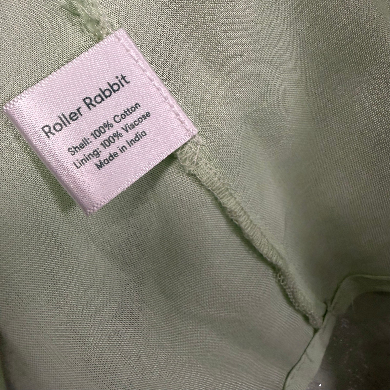 NWT Roller Rabbit Light Green Silver Metallic Print Maxi Dress Womens Size XL