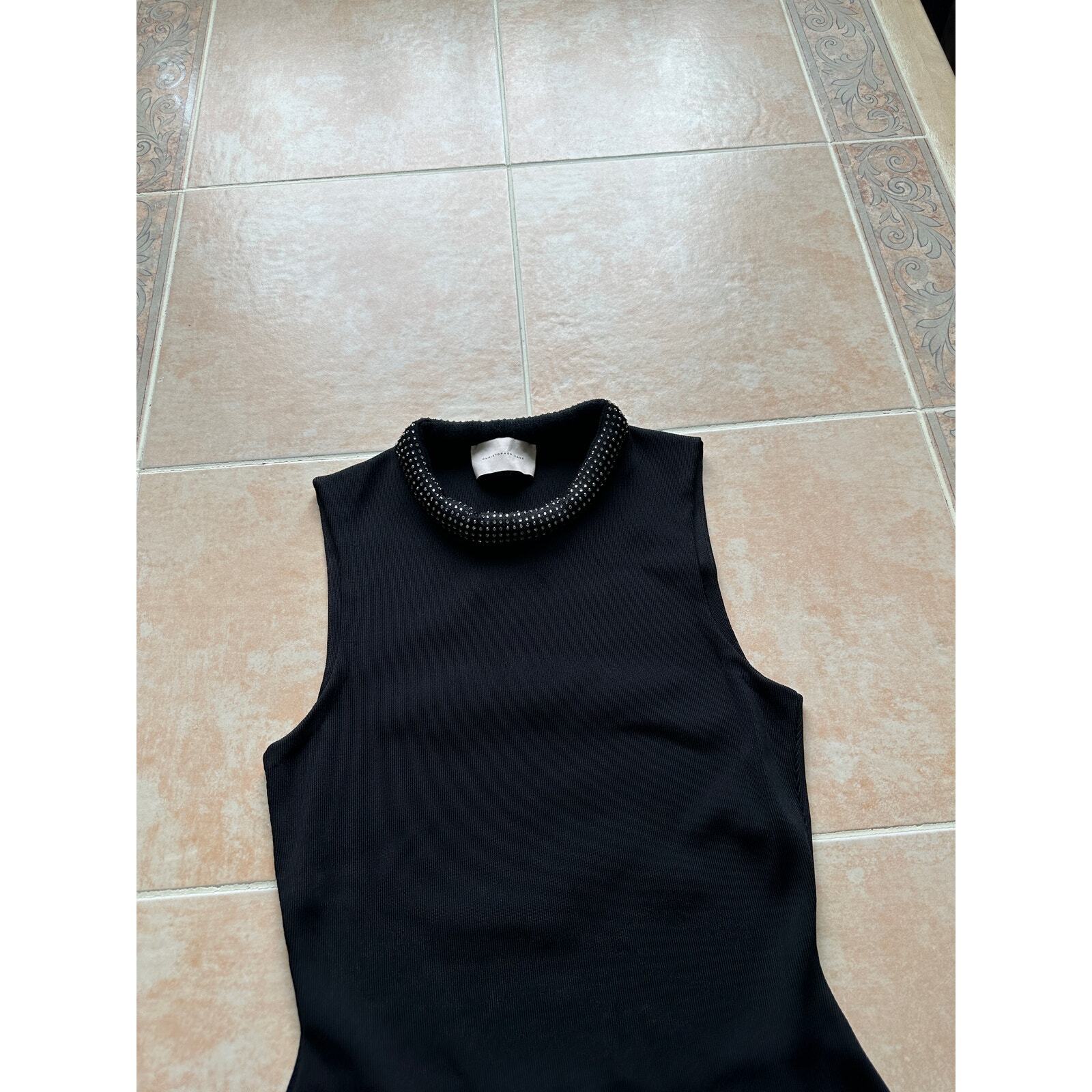 Christopher Kane Black Embellished collar trim swarovski crystal Bodycon Dress M
