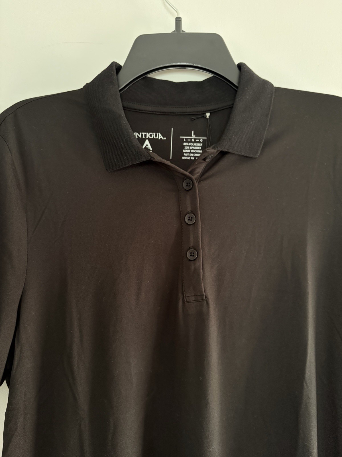 Large Black Antigua Women’s Play Through Short Sleeve Polo Dress Golf Tennis