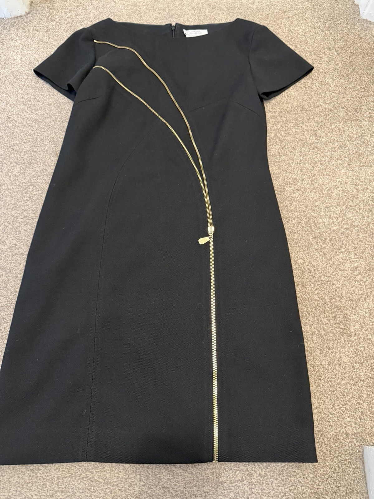 Stunning VERSACE COLLECTION Black Tailored Medusa Zip Dress IT 40 / UK Size 8