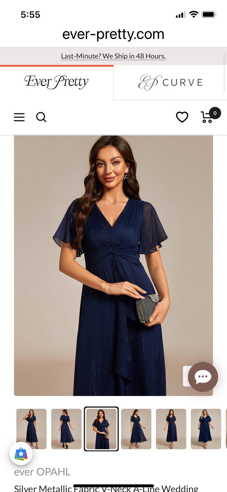 Ever pretty Metallic Fabric V neck Aline Wedding Guest Dress, Navy Size 20