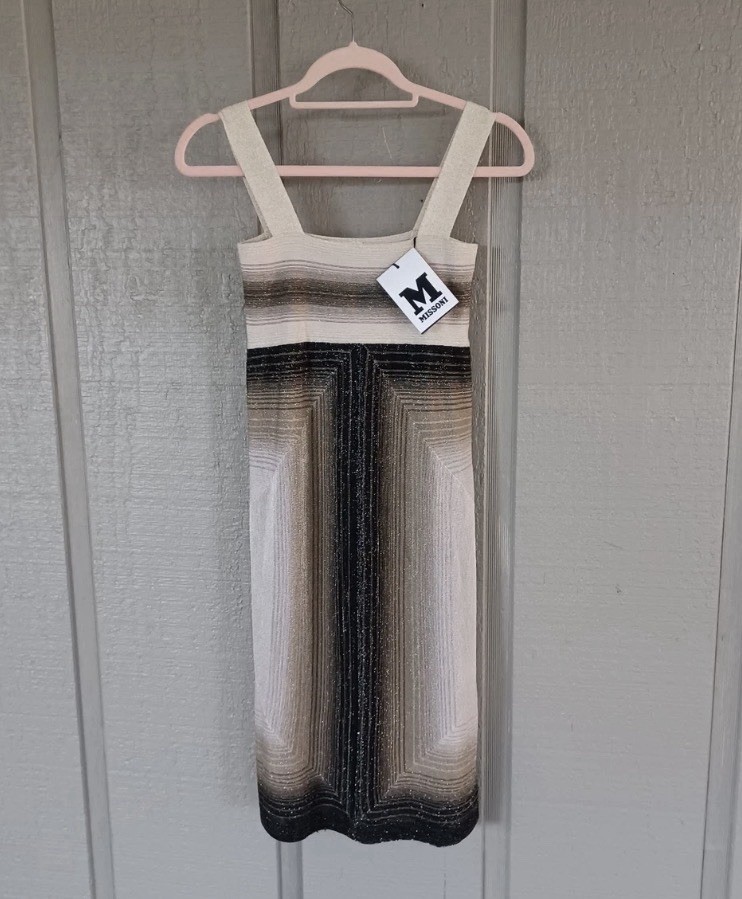M Missoni Women Sleeveless Knit Dress Size 38 US 2 metallic knit striking