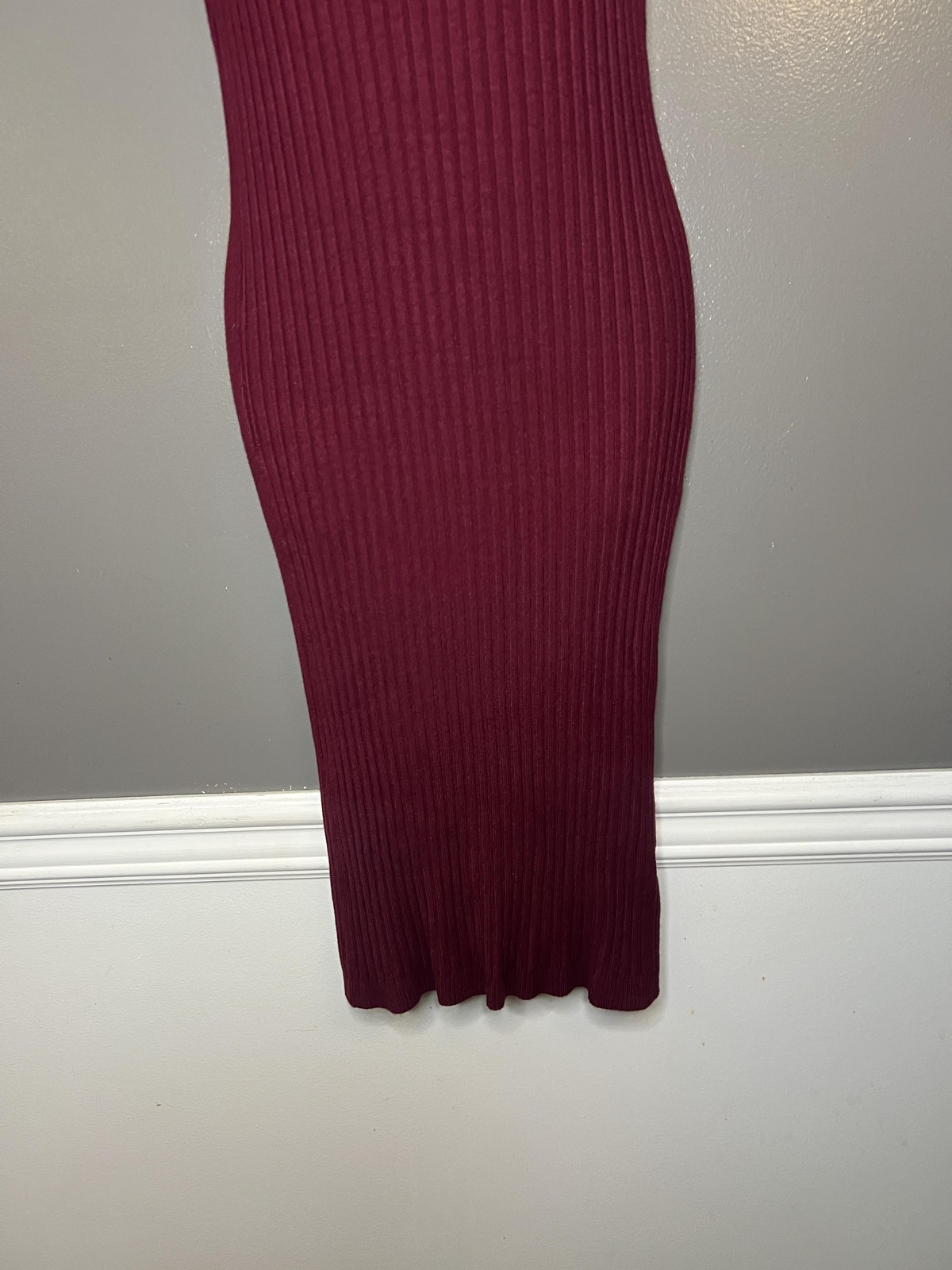 Knit & Love Dress Womens Medium Ribbed Sleeveless Mock Neck Midi Bodycon