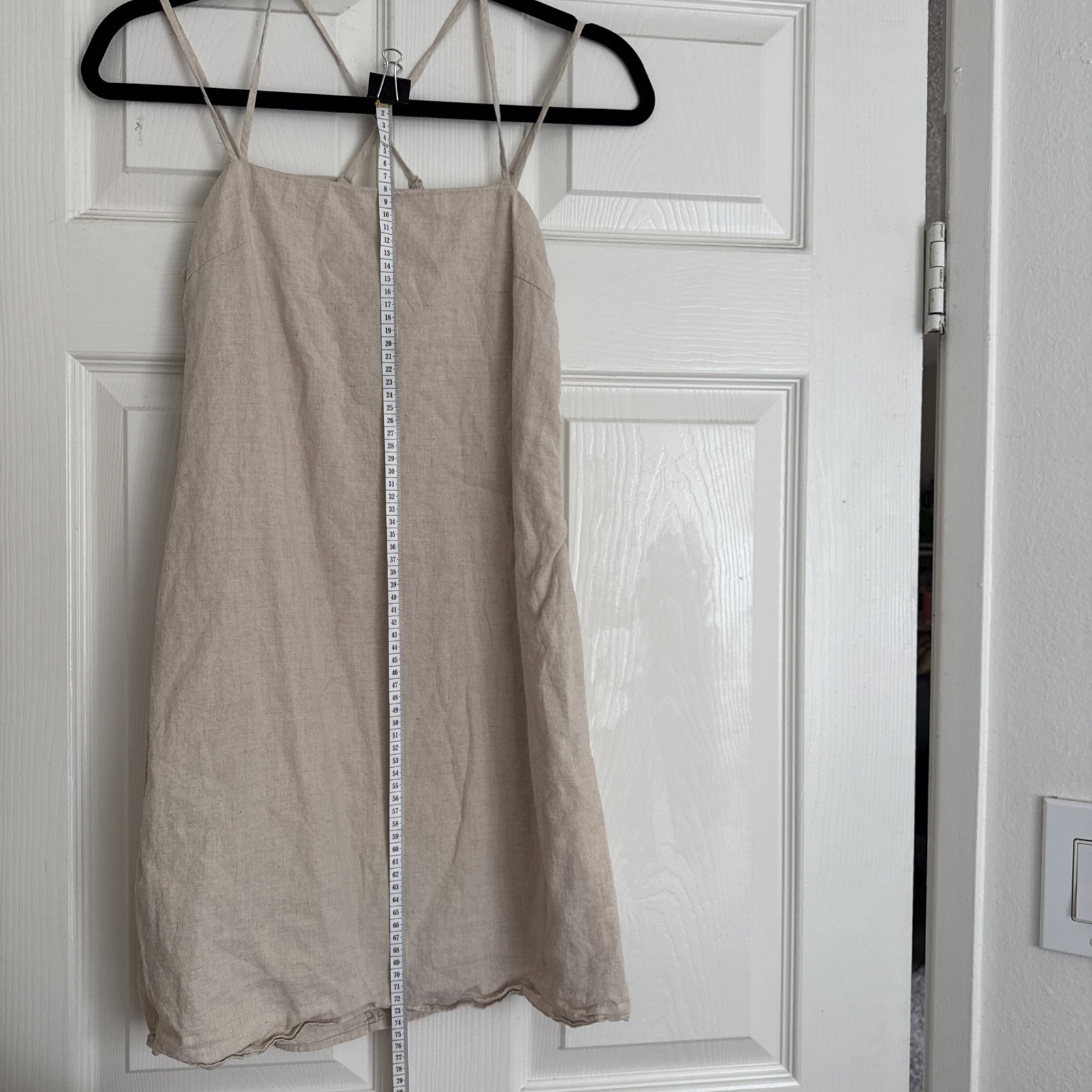H&M Linen Blend Strappy Mini Dress Cream Beige Women’s Size EUR 34 US XS