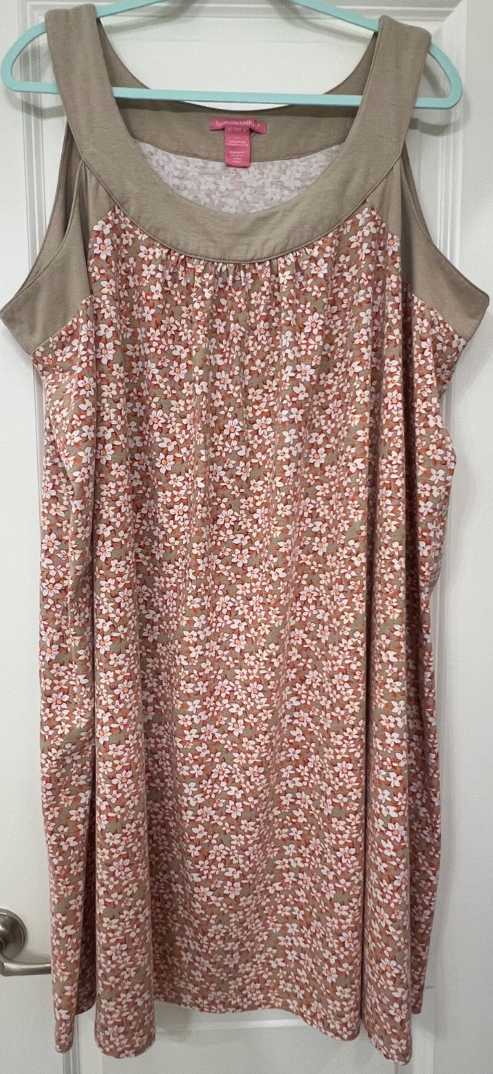 Woman Within Dress Size 2X Floral Pull Over Round Neck Travel Beach Sleeveless