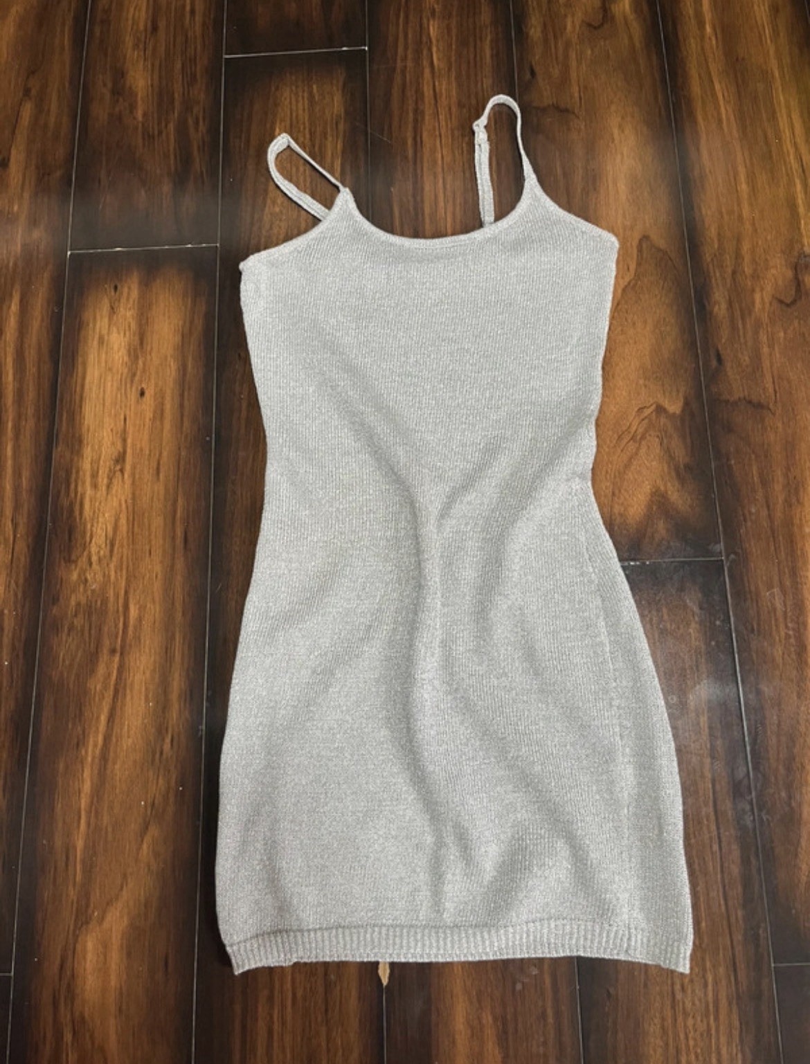 Women’s small silver tinsel bodycon mini dress 416