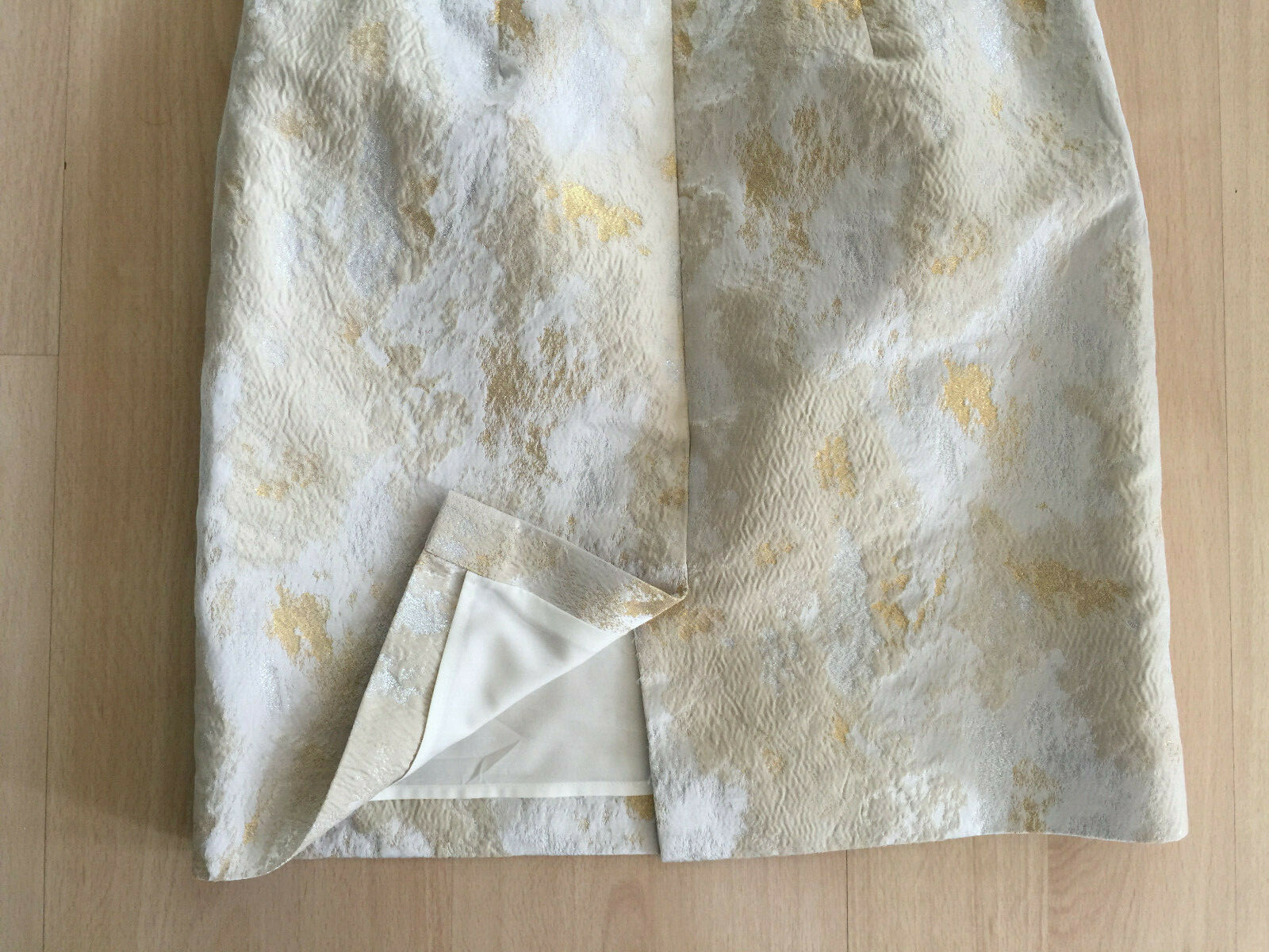 Lela Rose for Loft U.S. Size 6 Fancy Dress Gold & White Ivory Sleeveless