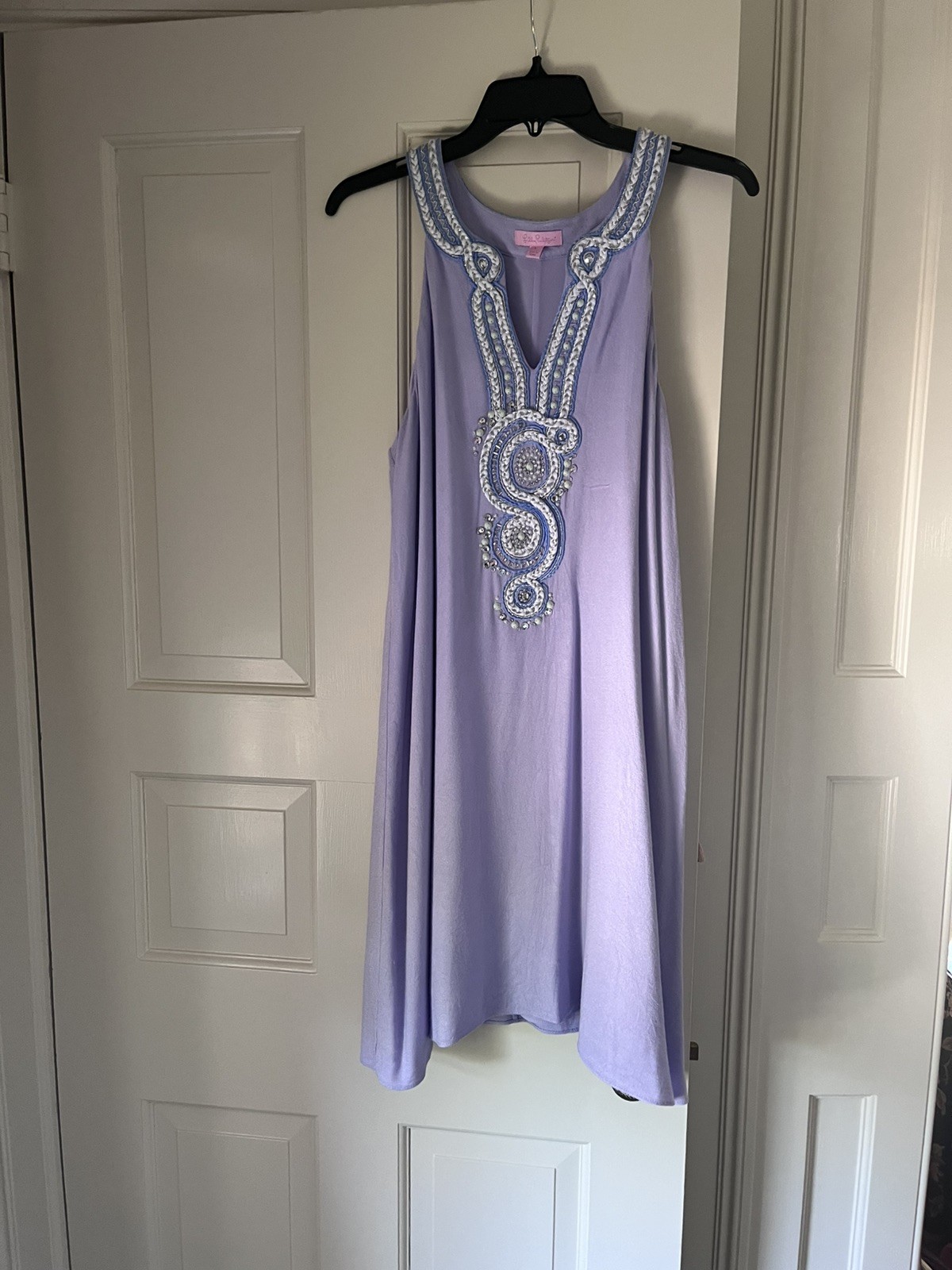 Lilly Pulitzer Valli Soft Shift Dress size Large in Light Lilac Verbena Beaded