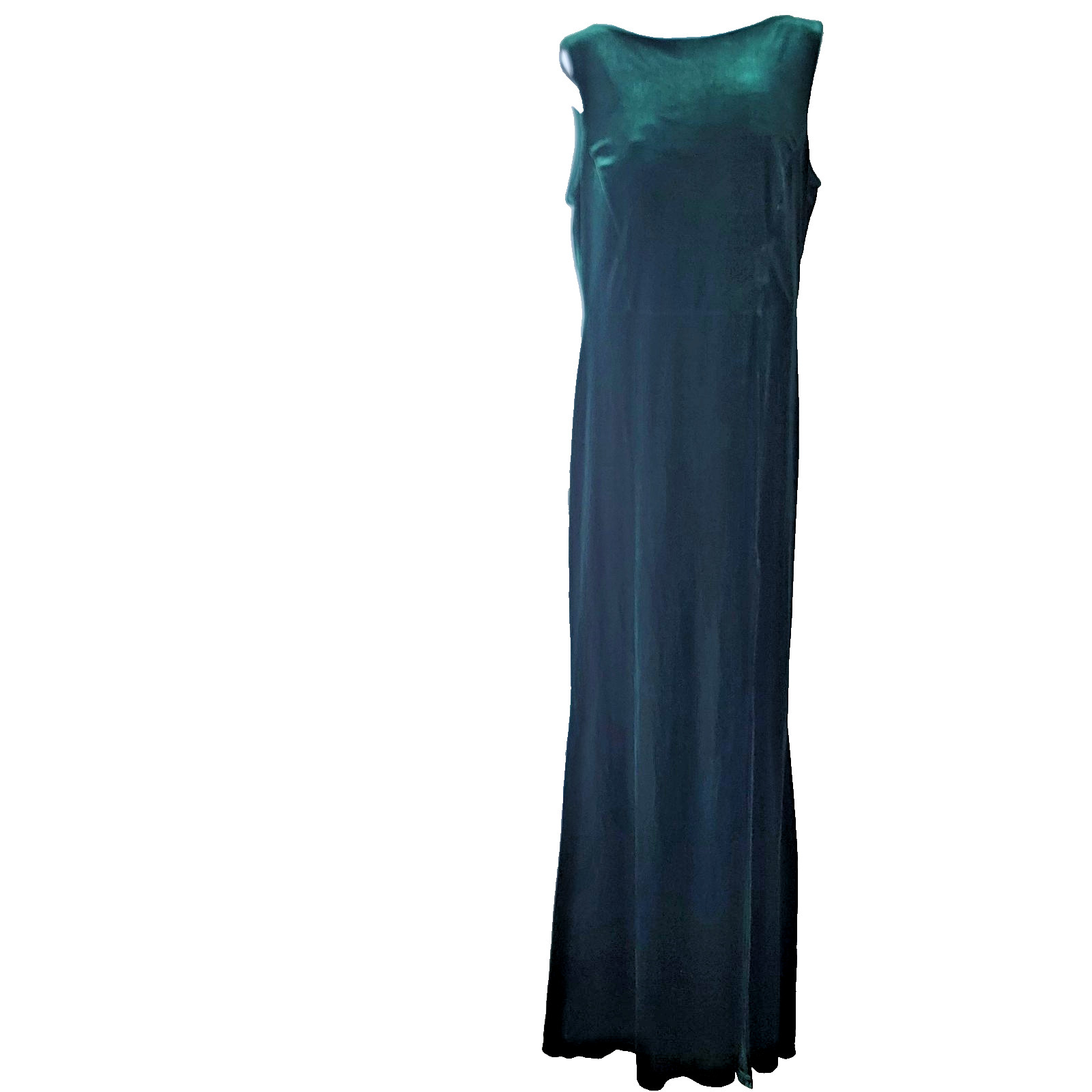 lulus women’s high neck open back maxi dress sz XL side slit hunter green velvet