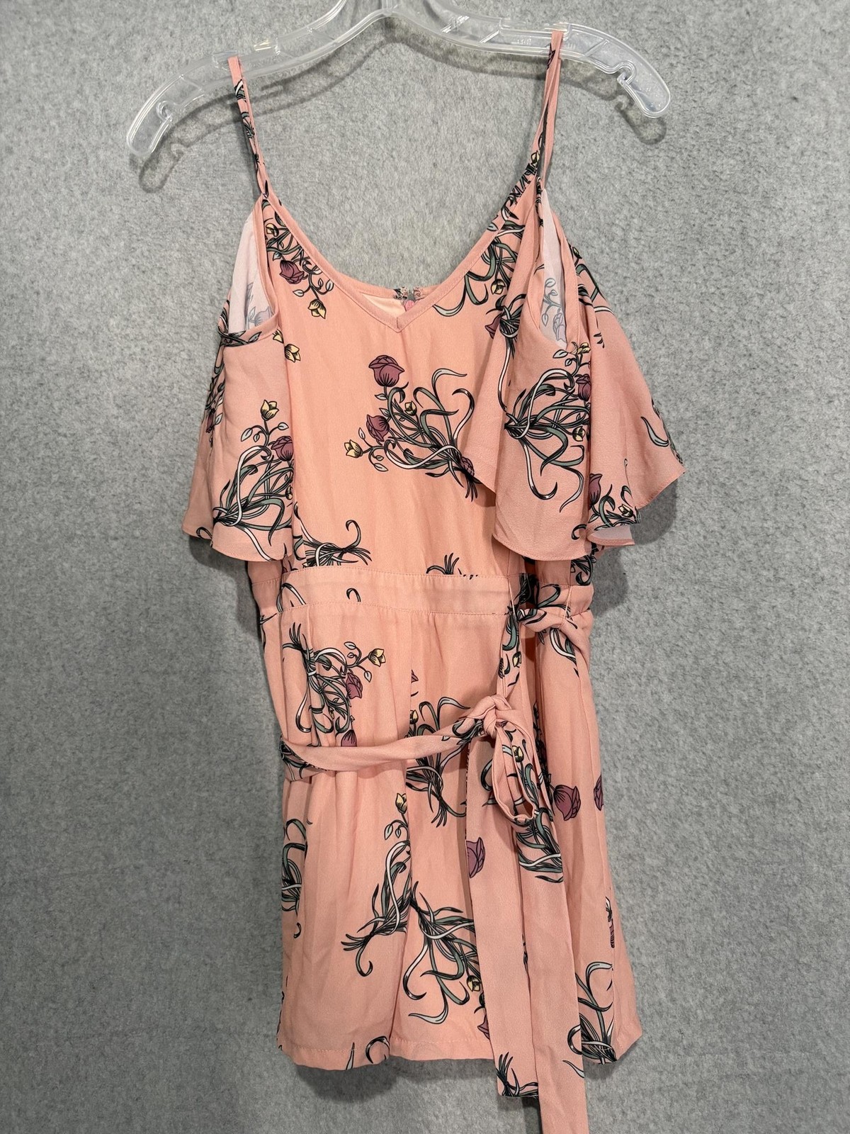 Disney Beauty And The Beast Dress Womens S Pink Floral Ruffle Belted Sundress