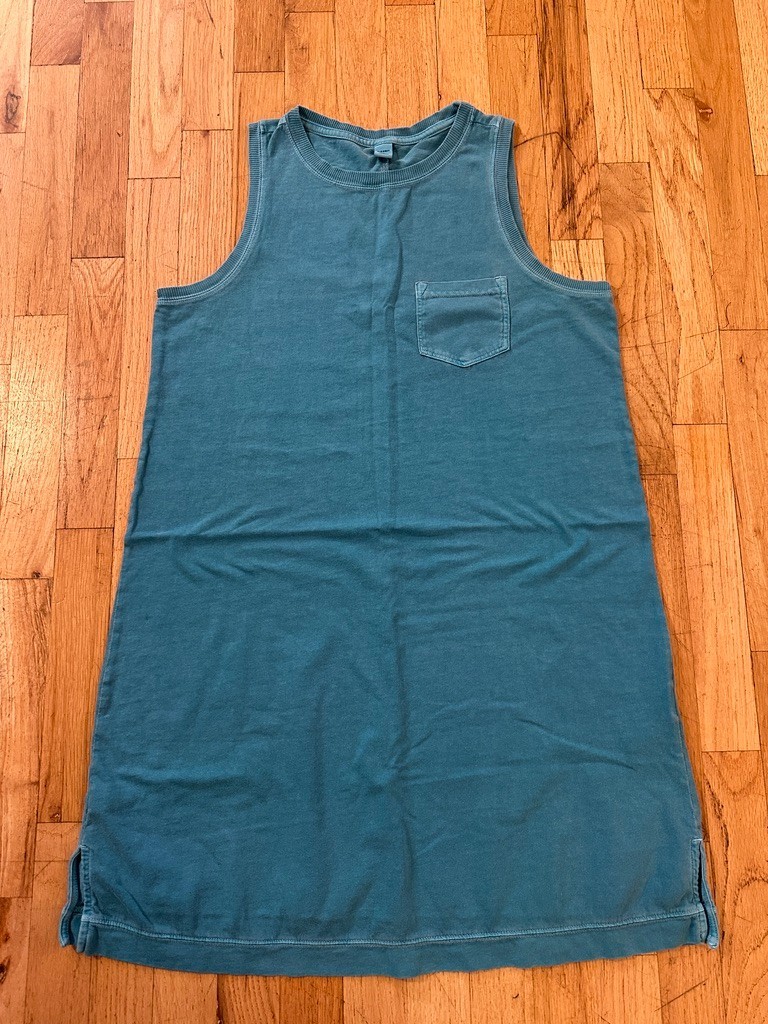 Old Navy Womens Vintage Wash Sleeveless Mini T-shirt Dress Chest Pocket Teal M