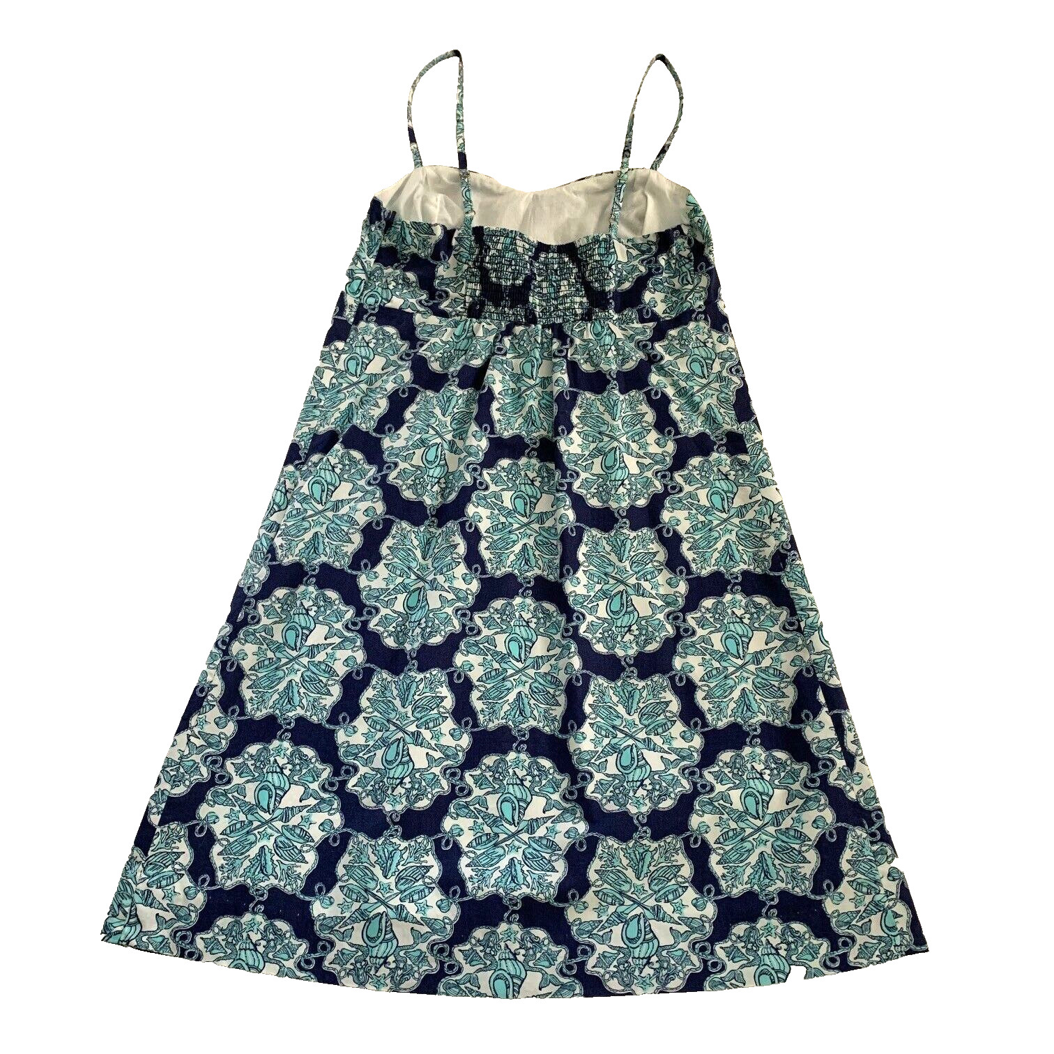 Lilly Pulitzer Rilee Hey Sailor Lace-up Sun Dress 2 0 XS Cotton Shells Smocked