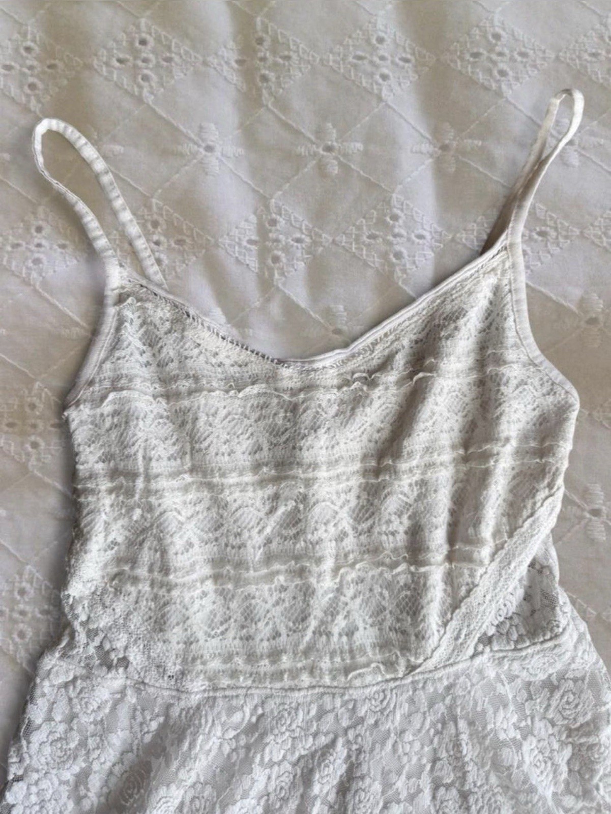 Abercrombie & Fitch Womens M White Floral Lace Mini Lined Slip Dress Straps NWOT