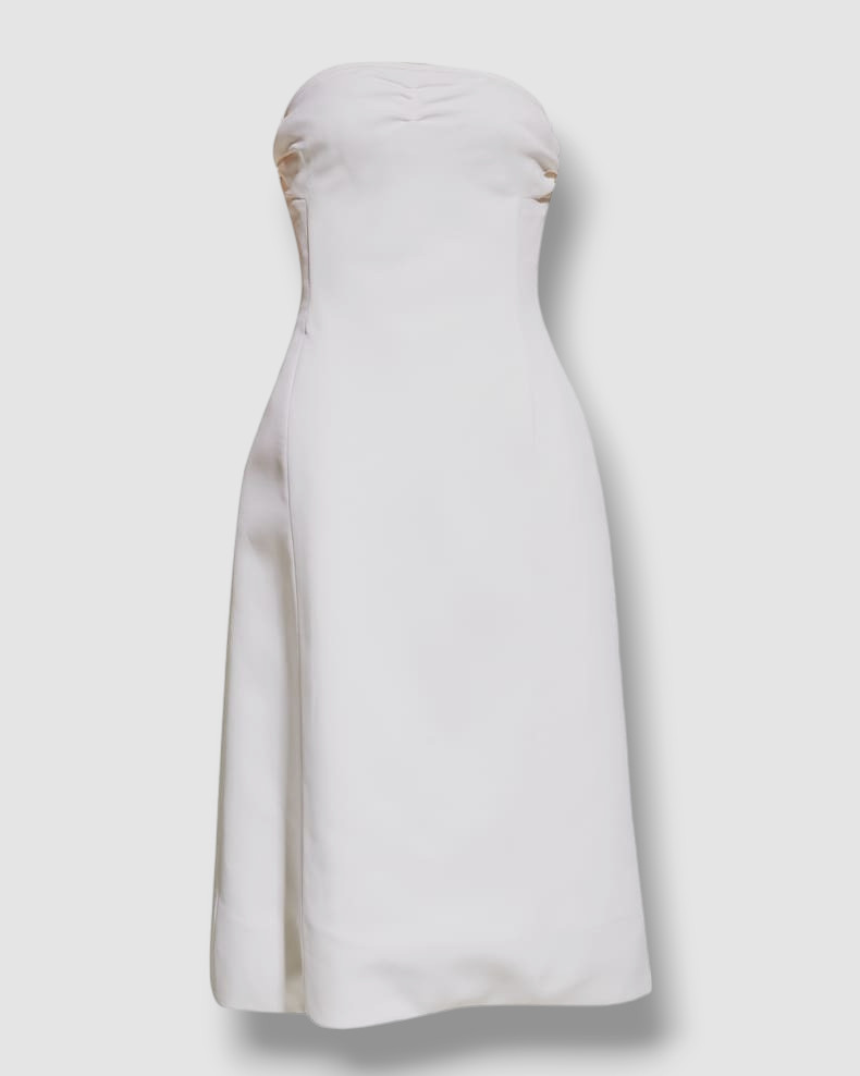 $1680 Khaite Women’s Ivory Blume Strapless A-Line Midi Dress Size 0