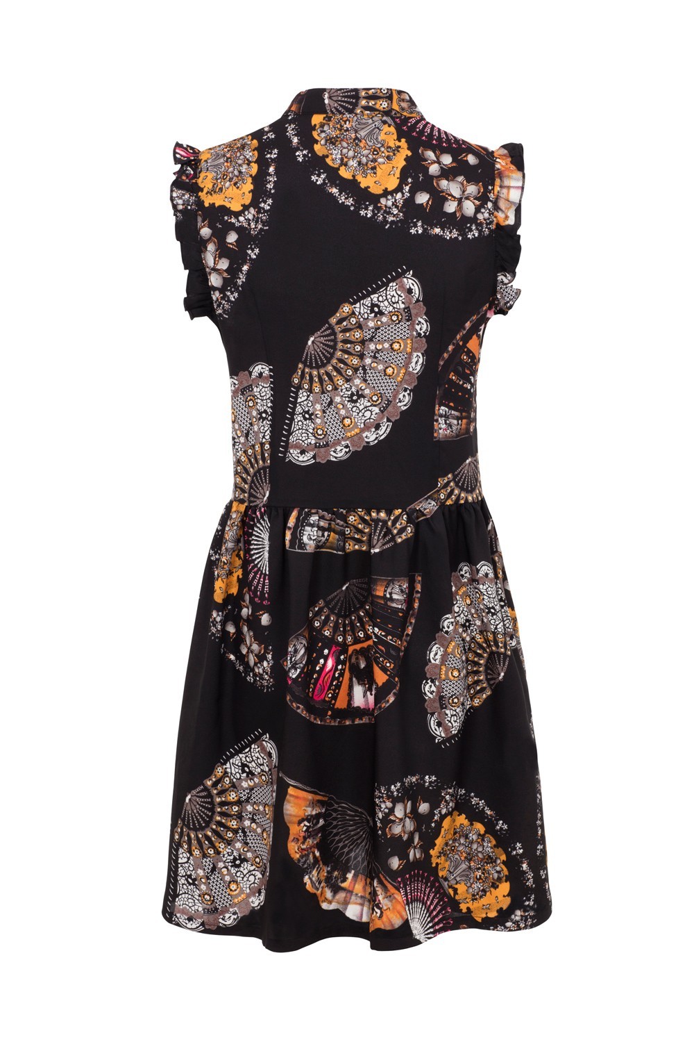 JAWBREAKER VINTAGE RETRO LEATHAL DEADLY FAN DANCE HIGH NECK MINI DRESS DRA8199