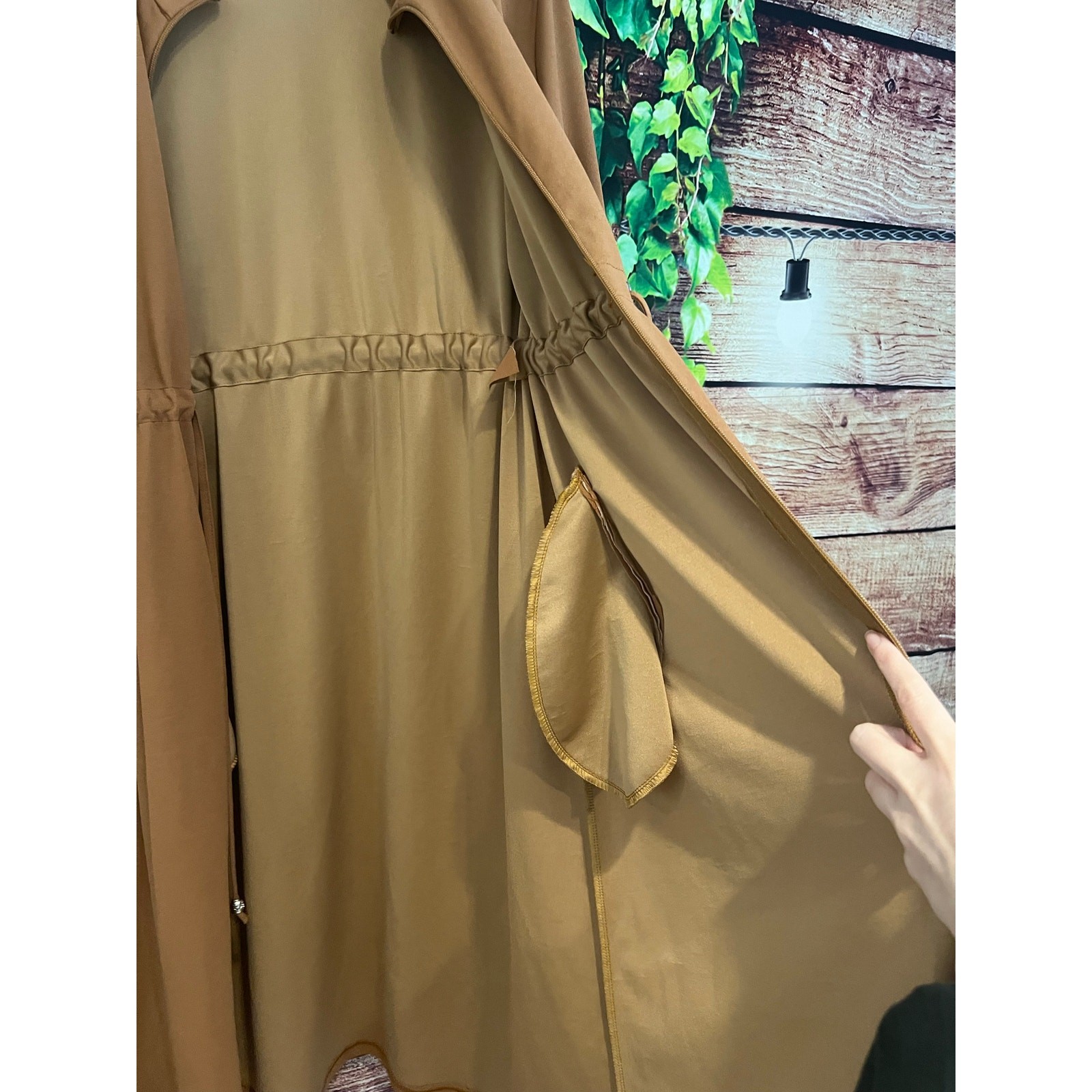 Selvim Full Zip Midi Dress Duster Jacket Colorblock Sleeves Cinched Waist Large